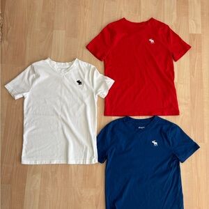 Abercrombie Kids Classic V Neck T-Shirt Set - Red, White, and Blue Size 7/8